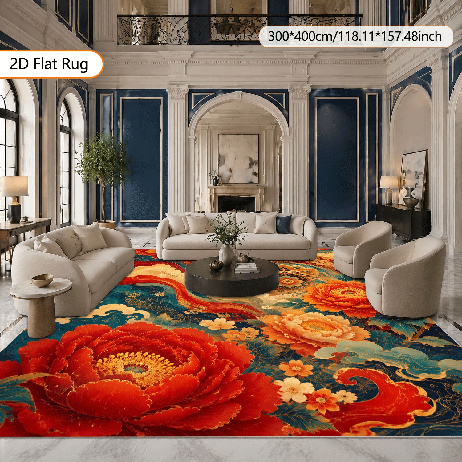 item picture   extra large size velvet carpet gray felt with dot   oriental   mandala flower   pattern non slip and machine washable ultra soft plush medium thickness soft texture suitable for living room bedroom