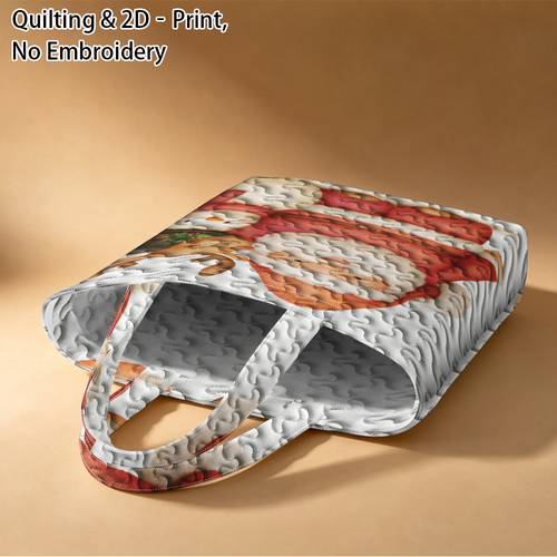 1pc ridesay reusable grocery tote bag with quilted large capacity suitable for christmas quilted suitable for beach trips large rectangular bag with hot transfer printing quilted non food contact for picnic shopping gift 2d flat