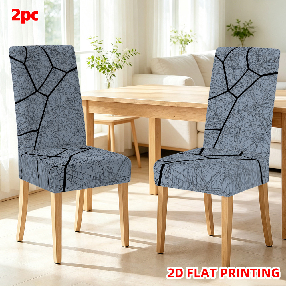 TEMU 2d Flat Printing 2/4/6pcs Abstract Shapes Chair Covers, Removable And Washable Seat Covers, Suitable For Festive Atmosphere Decoration