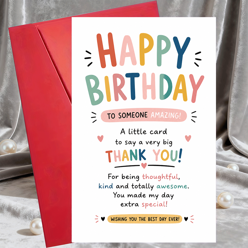 item picture 1pc greeting card and 1pc envelope happy birthday greeting card for friends and colleagues colorful flat design thank you note for best   and appreciation for men and women
