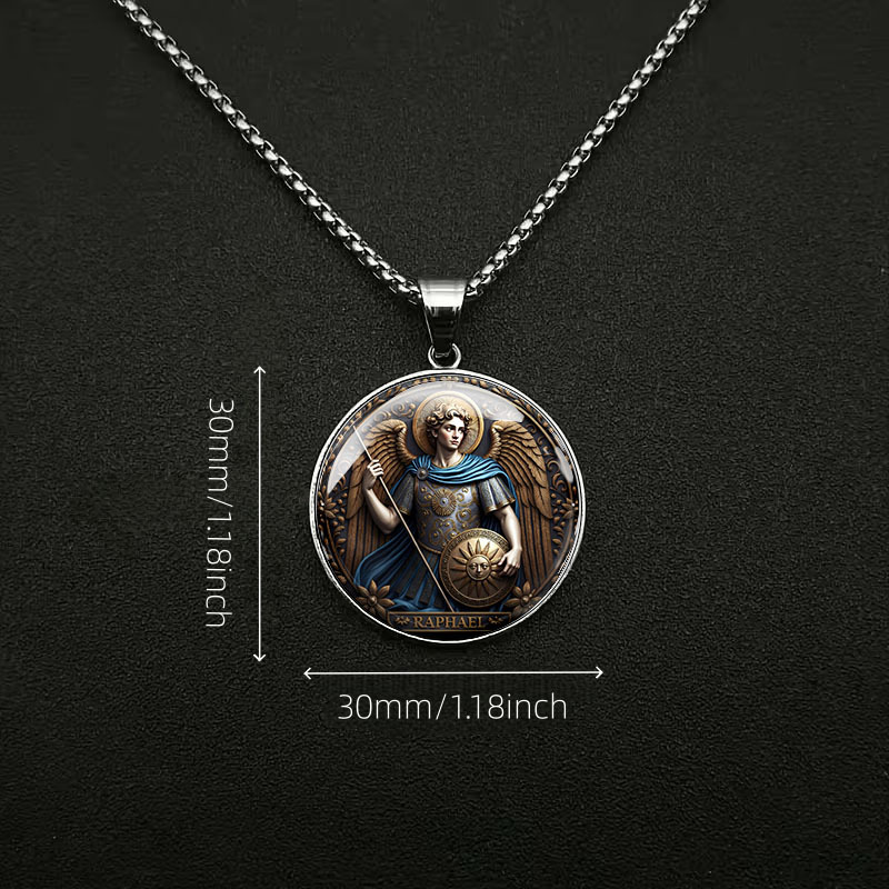 Men's Angel Raphael Pattern Stainless Steel Necklace