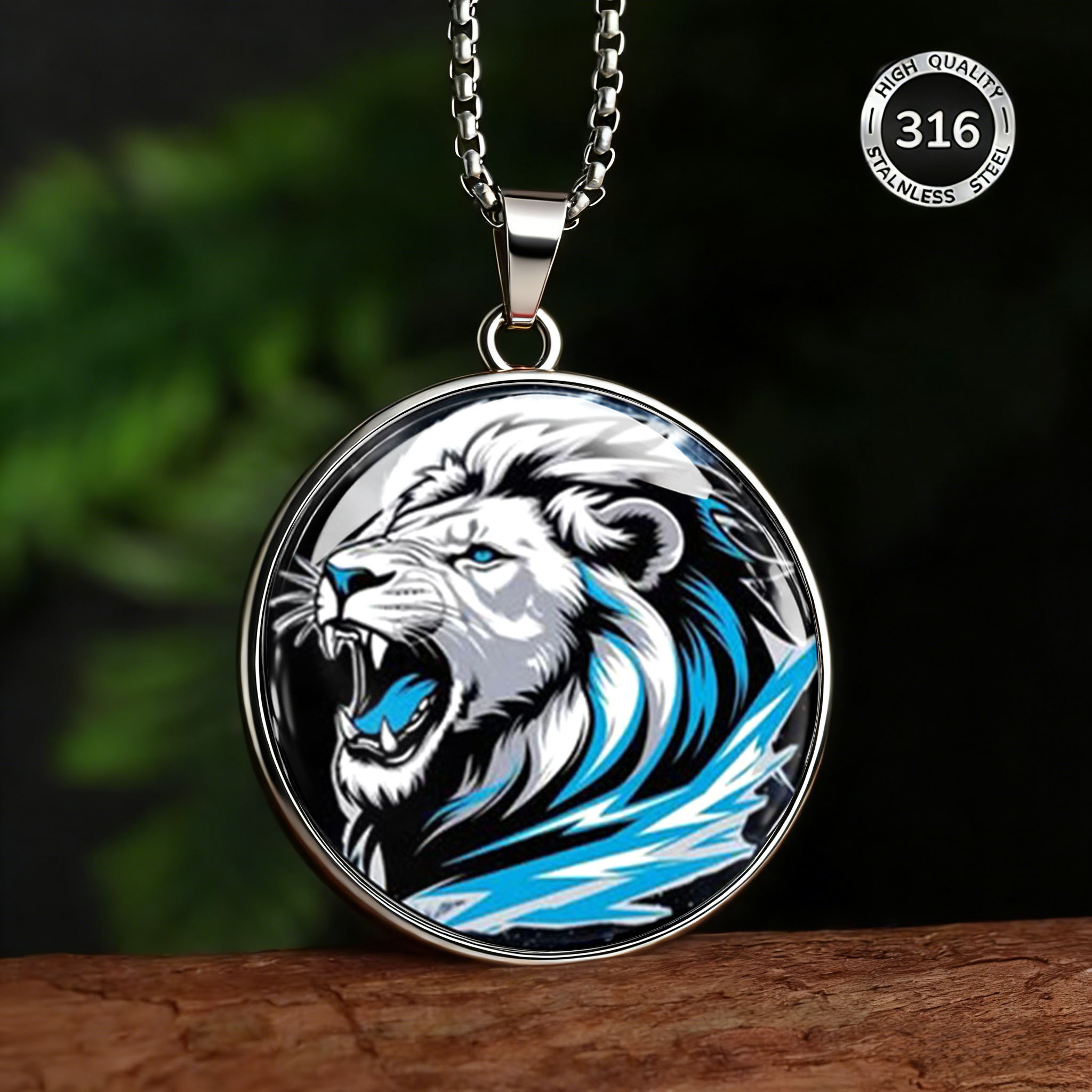Majestic Roar Lion Pattern Stainless Steel Necklace