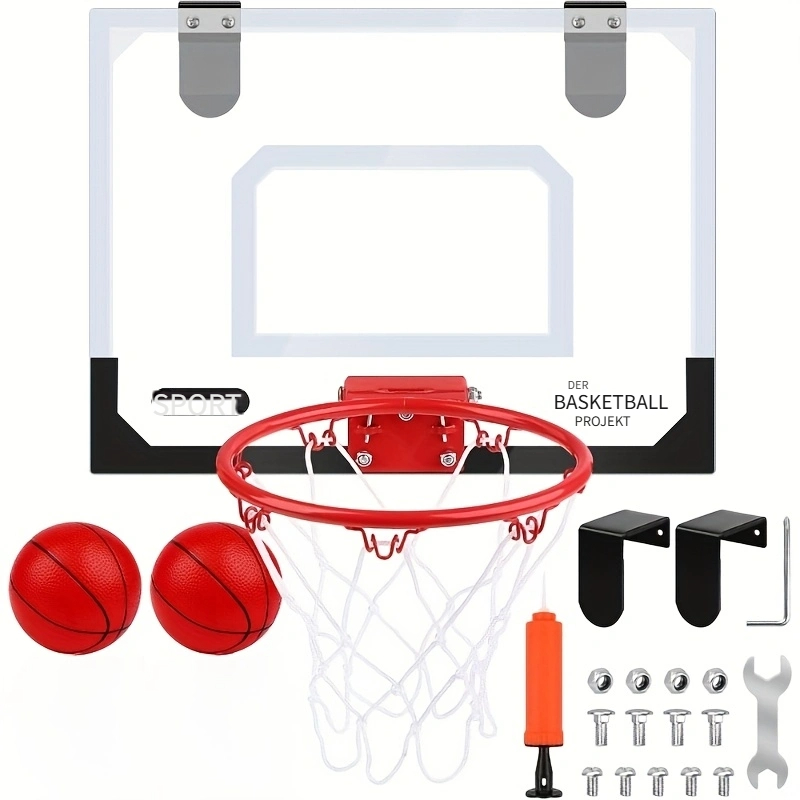 TEMU 1 Set Hängender Mini-Basketballkorb mit Rückwand & Korbreif – Einfache Montage inkl. Hardware, Stabiles Indoor/Outdoor Basketset-Setmit klarer