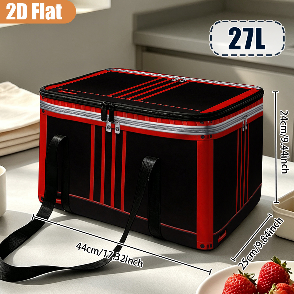 TEMU 2d Zippered Storage , Large Capacity Portable Cooler Bag With Handle For Picnic And Daily Shopping, Aluminum Foil Lined, Non-food Contact