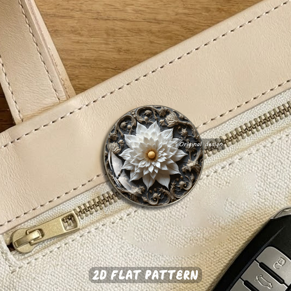 European Retro Relief Style White Lotus Brooch