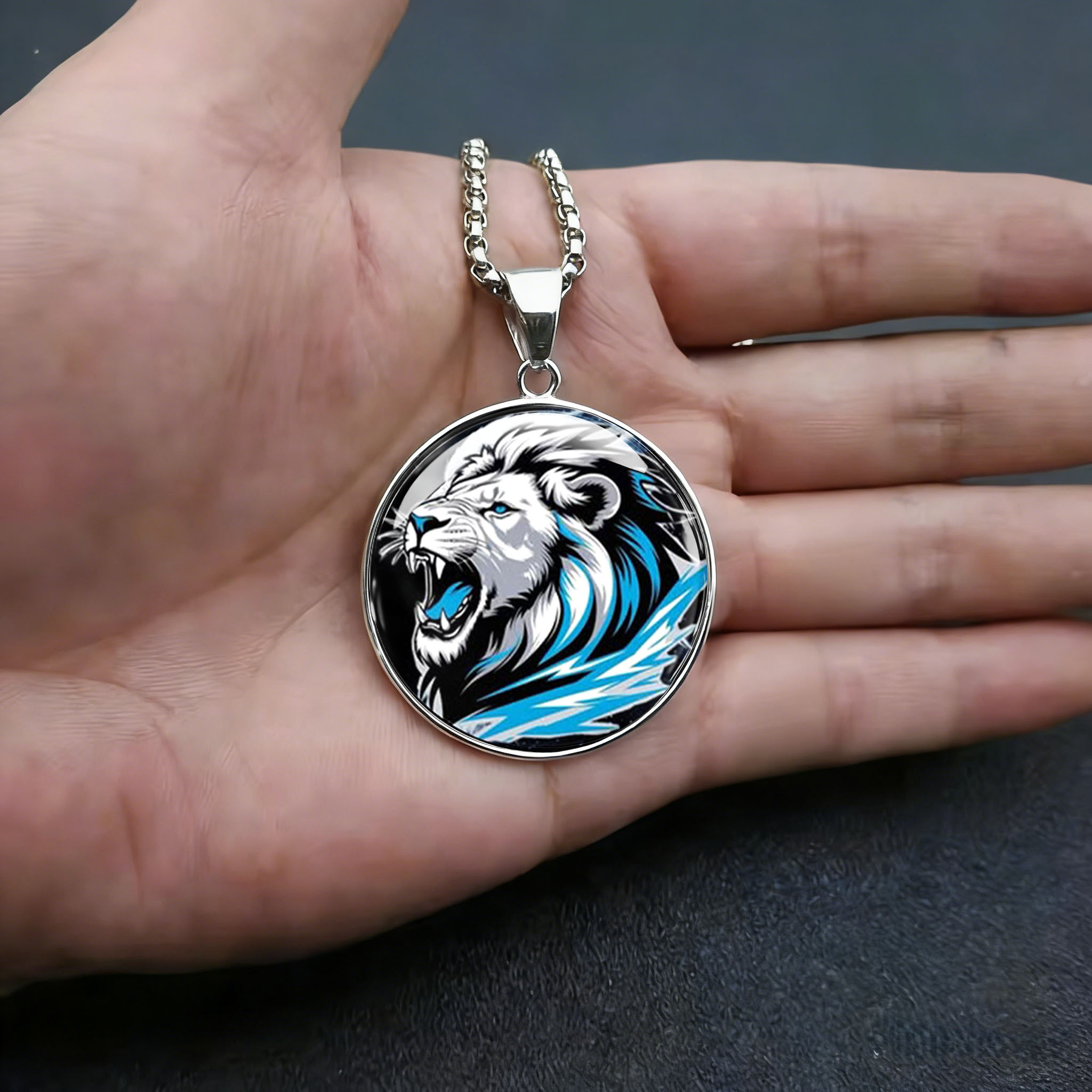 Majestic Roar Lion Pattern Stainless Steel Necklace