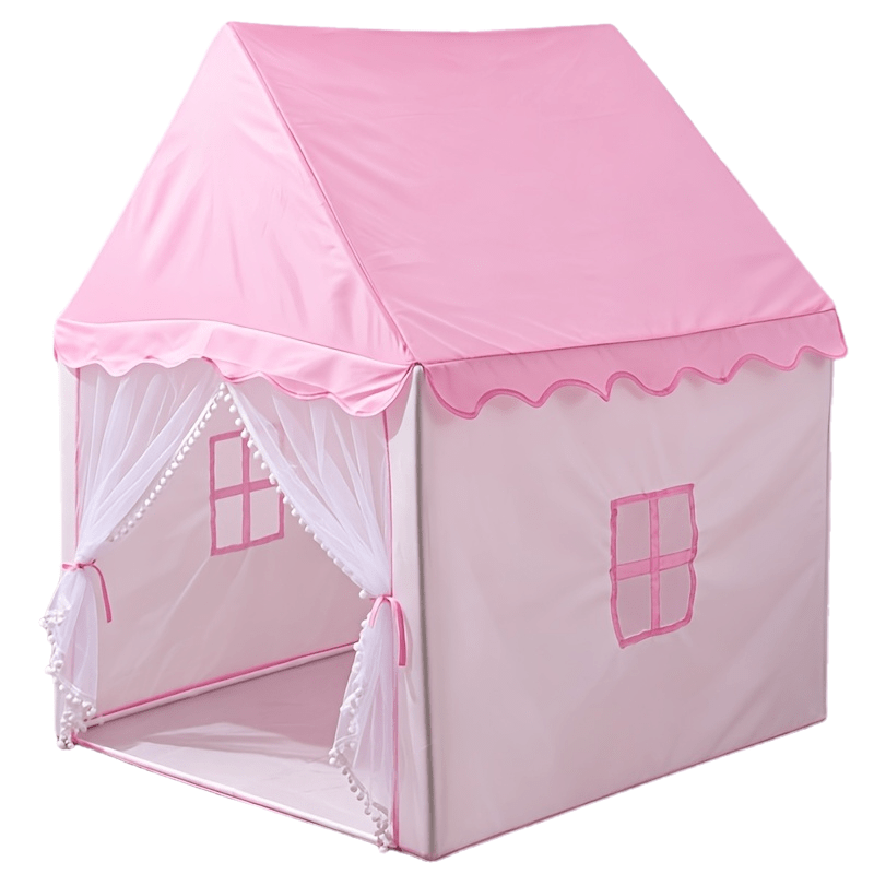 TEMU Play House Tent, Pink Castle Play Tent With Window And Soft Curtain, Indoor Game Playhouse For Little Girls, Birthday Gift For Children