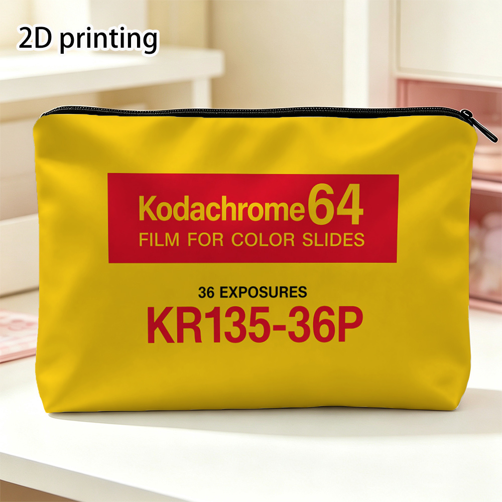 TEMU 64 Film Design Cosmetic Pouch - Retro Vintage Zipper Makeup Bag Suitable For Travel & Daily Use, Portable Toiletry Gift For, Unisex For & With