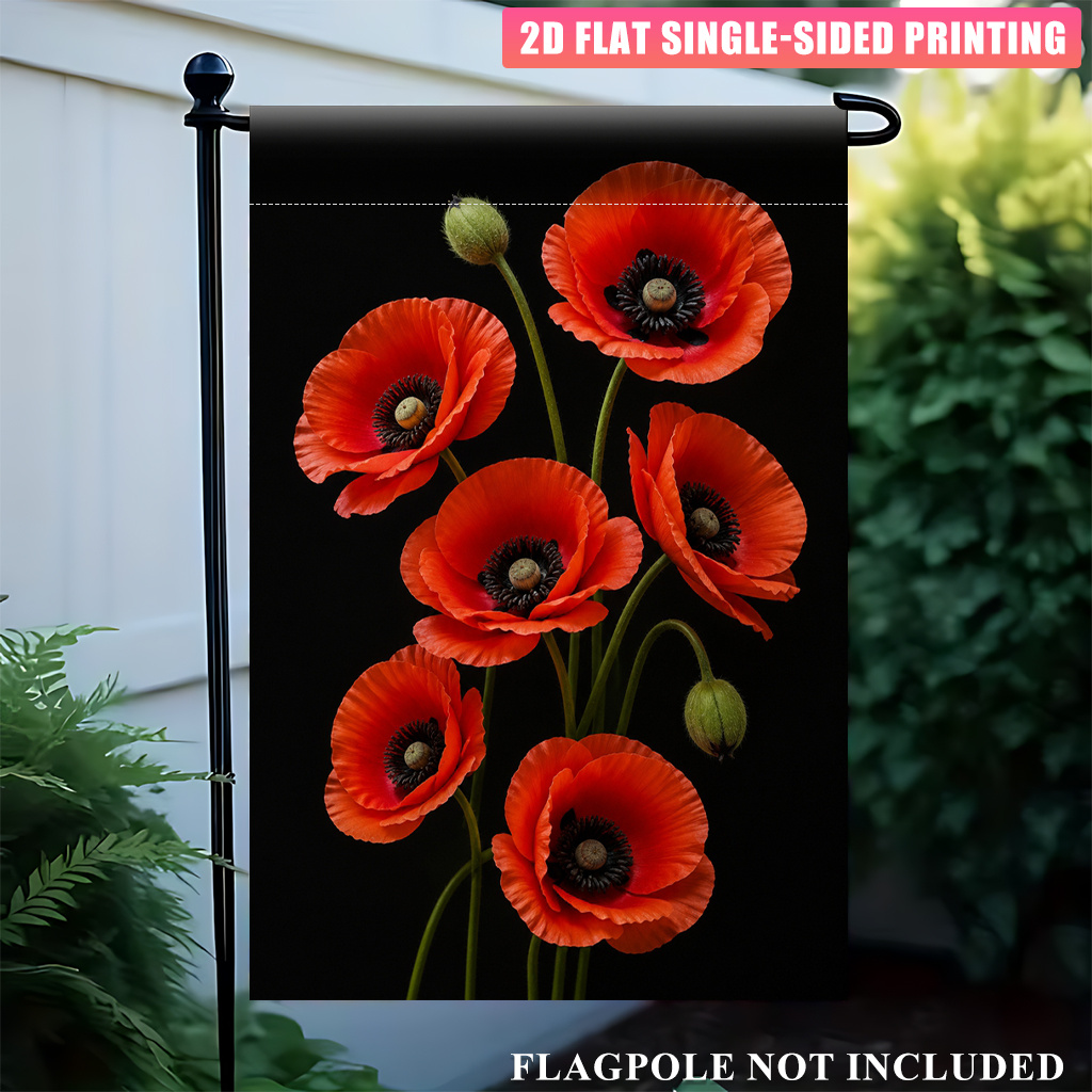 TEMU Panneau de jardin plat 2D - 2D Plat - 2D Plat, 1 pièce, rouges sur fond noir, Panneau de jardin | Design amusant | Polyester durable, Décoration