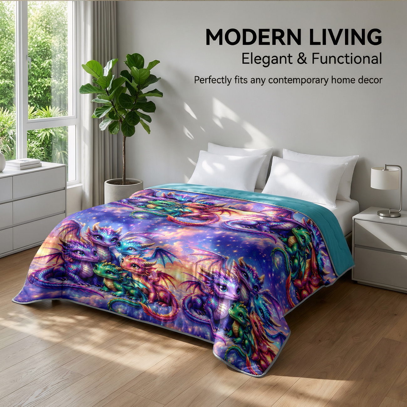 HEZOM Baby Dragon Reversible Double-Sided Quilt, All-Season Bedding