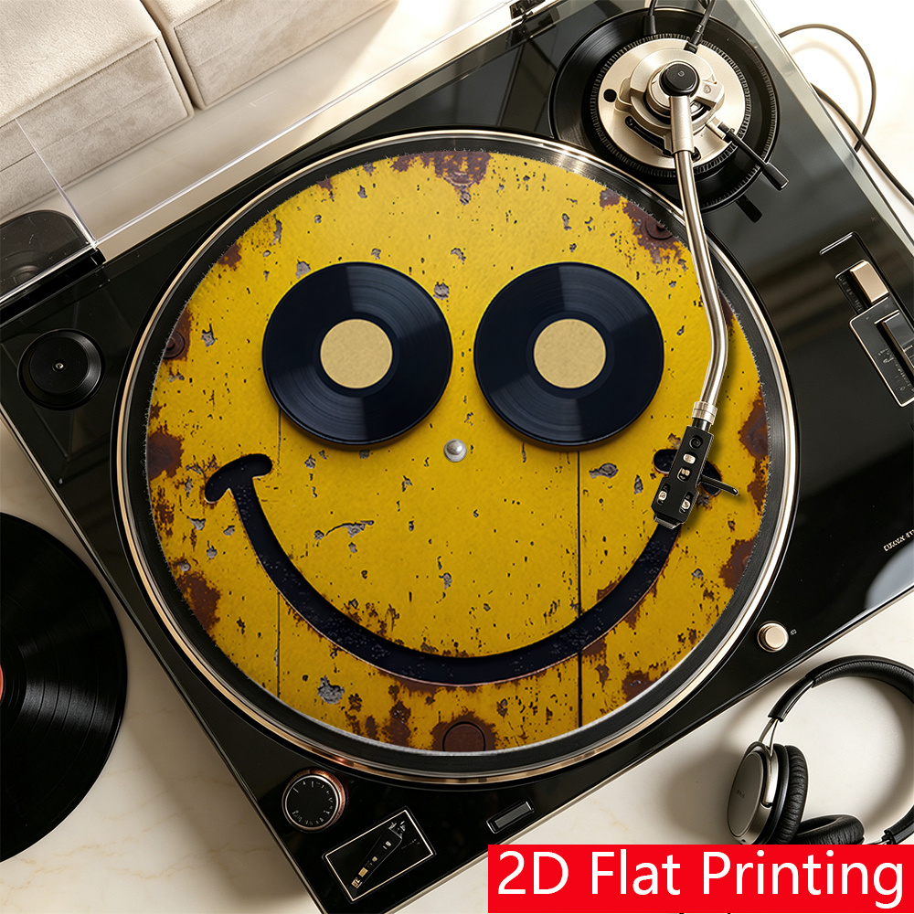 TEMU 2d Flat Printing 1pc Face Vinyl Records Turntable Mat Anti-slip Mat Slipmat Vinyl Lp Record Player Mat Reduce Static And Noise Enhance
