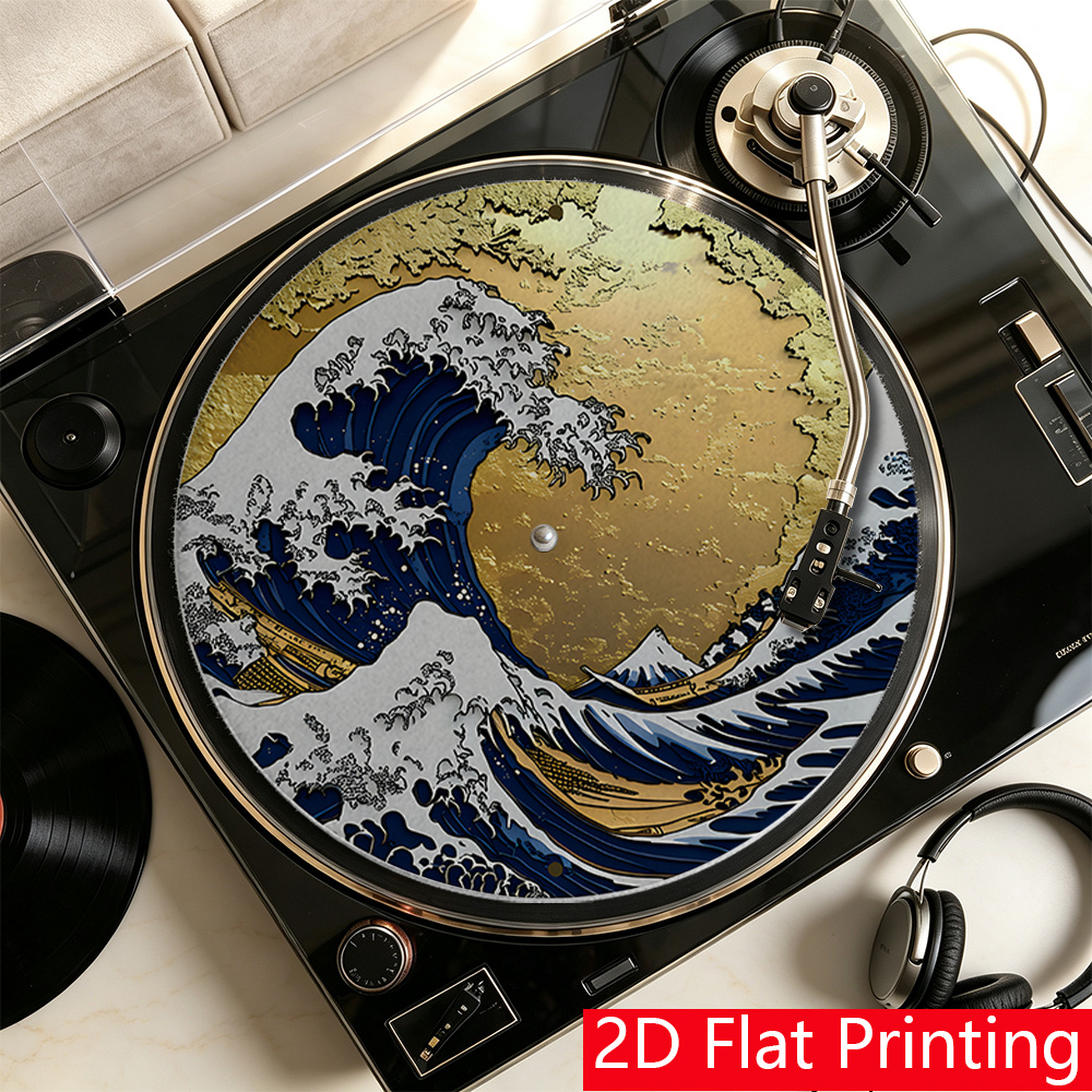 TEMU 2d Flat Printing 1pc Art Turntable Felt Pad Felt Platter Slipmat Used For Reduce Noise And Dust, Enhance , 2d Flat
