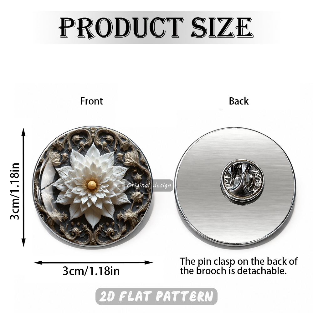 European Retro Relief Style White Lotus Brooch