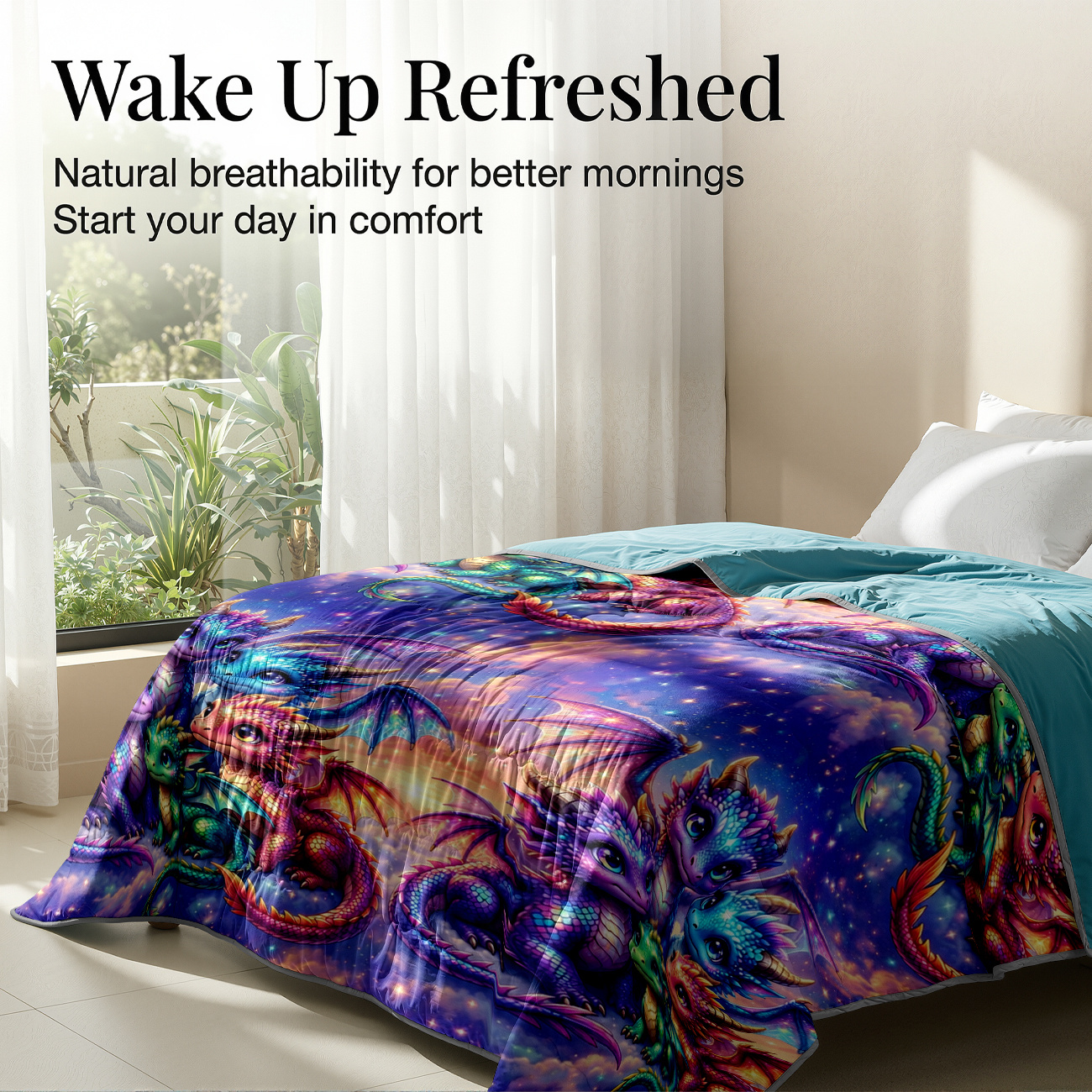 HEZOM Baby Dragon Reversible Double-Sided Quilt, All-Season Bedding