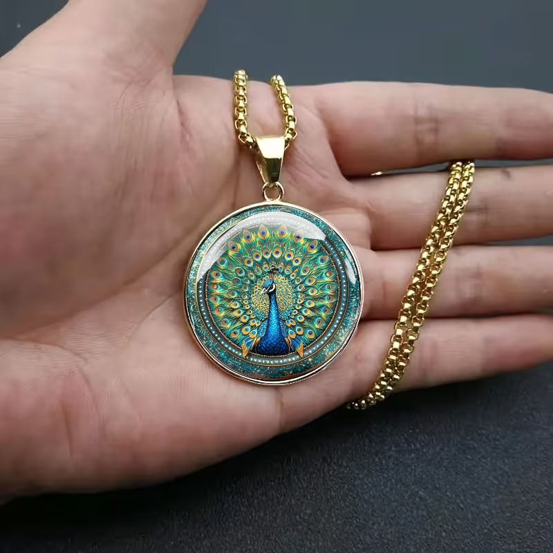 Men's Peacock Spreading Tail Pattern Stainless Steel Necklace
