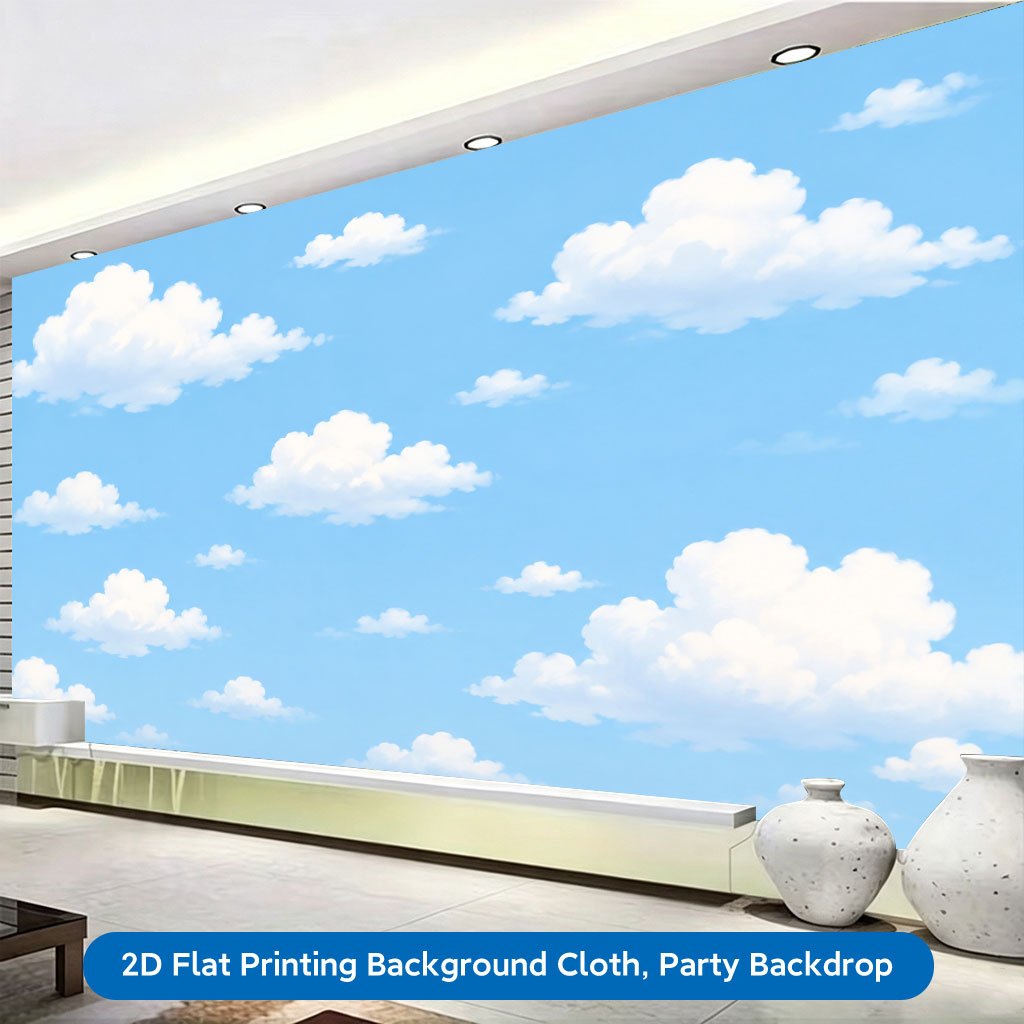 Blue Sky with White Clouds Background Cloth Banner