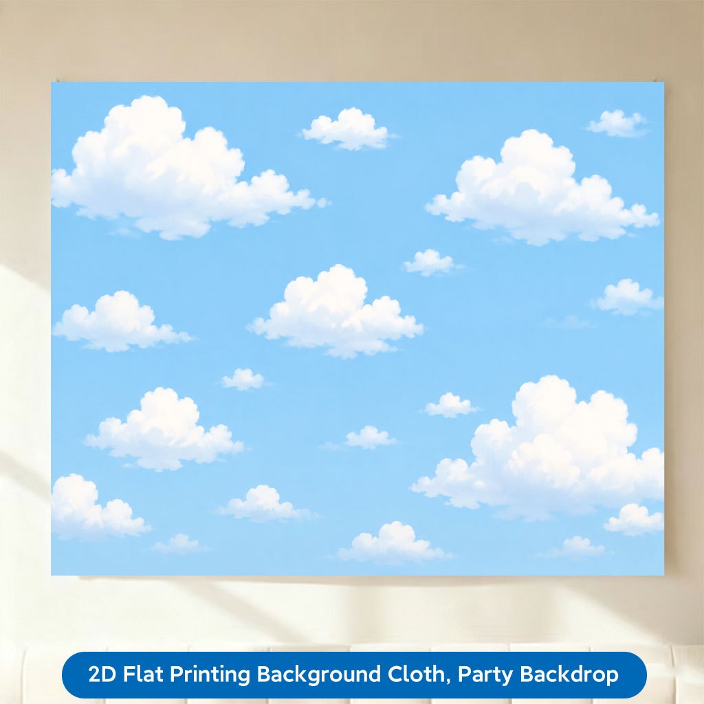 Blue Sky with White Clouds Background Cloth Banner