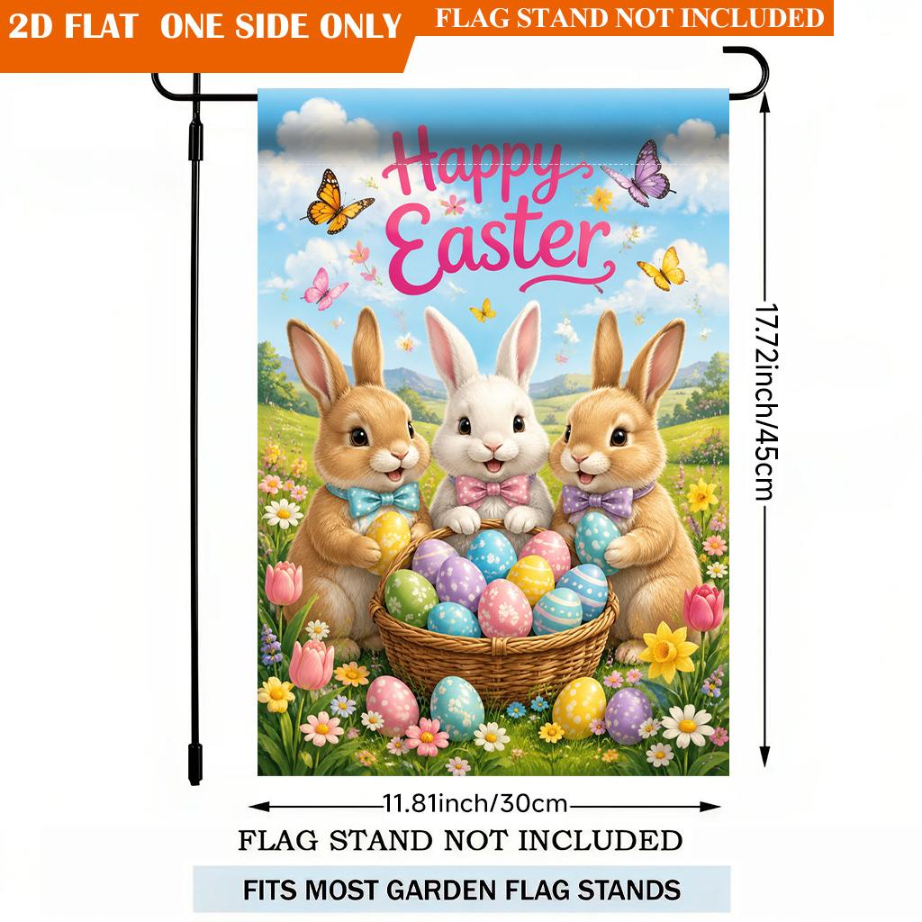 TEMU 2d Flat, 2d Flat Printing Garden Flag 1pc, Celebration Polyester Garden Flag, Single Sided Pringing Yard Banner, Seasonal Festival Yard Outside