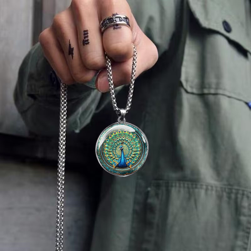 Men's Peacock Spreading Tail Pattern Stainless Steel Necklace