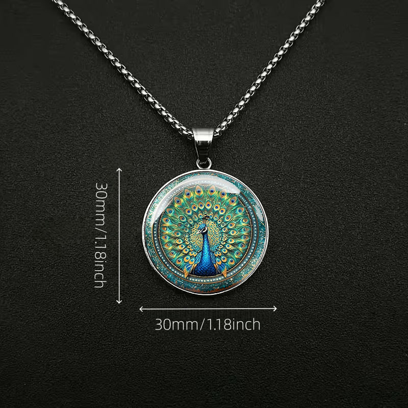 Men's Peacock Spreading Tail Pattern Stainless Steel Necklace