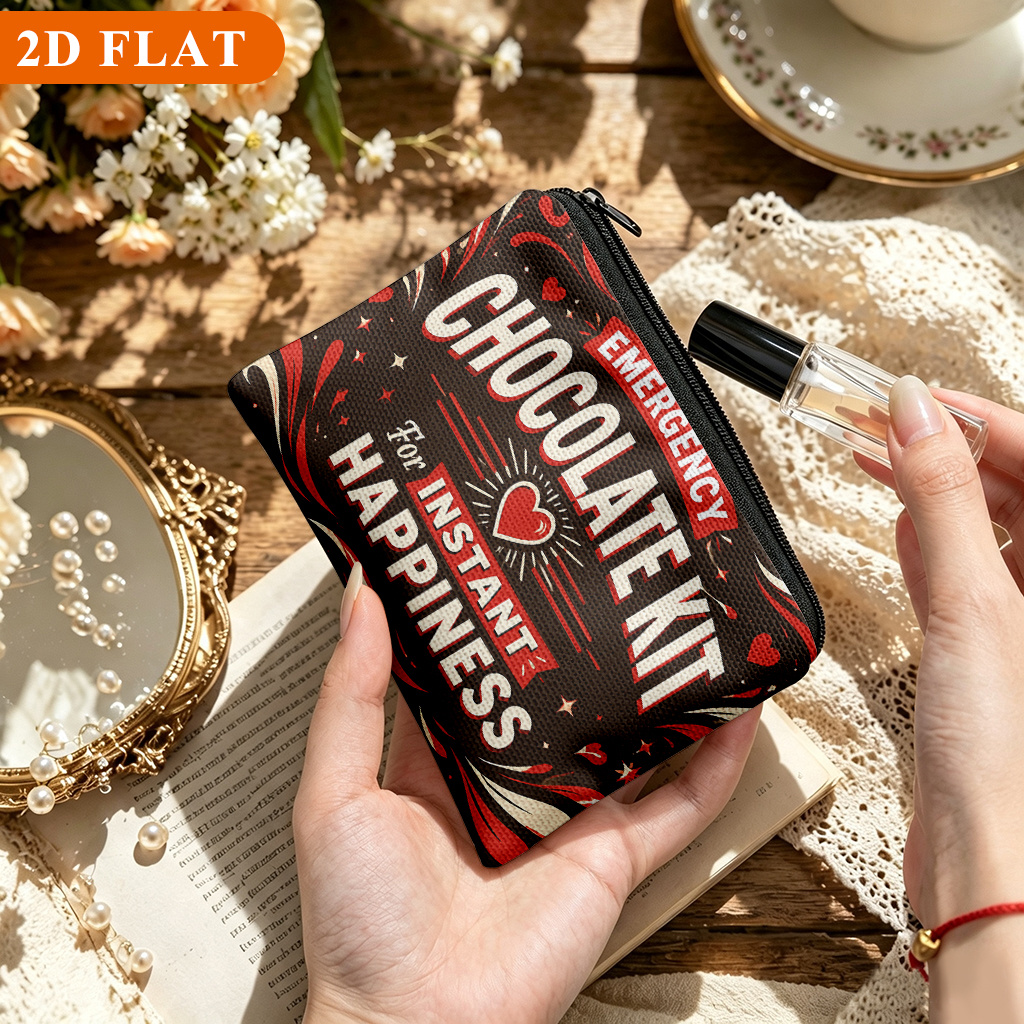 TEMU 2d Flat Coin Purse 1pc, , A Small Zippered Pouch Suitable For Storing , Keys, Cards, And Earphones; A Lightweight, Compact Handheld Coin Purse;