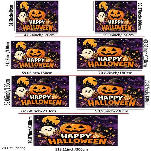 2d flat 2d flat 2d flat 2d flat 2d flat banner 1pc background cloth for halloween pumpkin ghost cat durable polyester fiber outdoor photo backdrop suitable for halloween themed anniversary photography backdrops