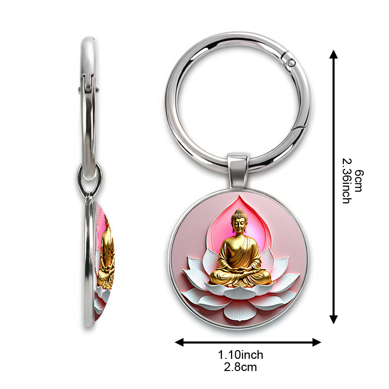 Classical Zen Golden Lotus Key Chain with Exquisite Details
