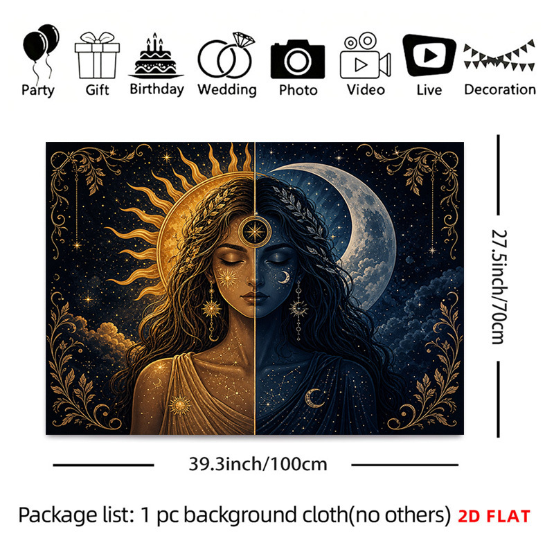 TEMU 2d Flat, 1pc Greek Goddess Artemis Tapestry Wall Hanging - Mythical Sun Moon Horizontal Wall Decor Suitable For Living Room, Bedroom, Dorm,,