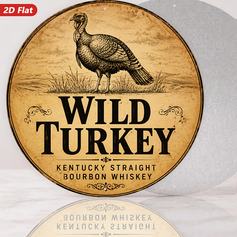 TEMU 2d Flat, 1pc Vintage Turkey Whiskey Round Metal Sign Wall Art, Corner Bedroom, Home Decor, Wild Turkey , Kentucky Straight Bourbon Meaning,