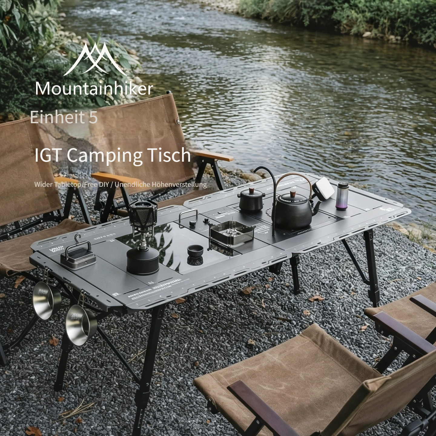 5-teiliges IGT Campingtisch Set, faltbar * multifunktional, Kombination Picknick BBQ Schreibtisch. Kann für Familienfeiern, Campingausflüge und Outdoor-Wanderaktivitäten verwendet werden