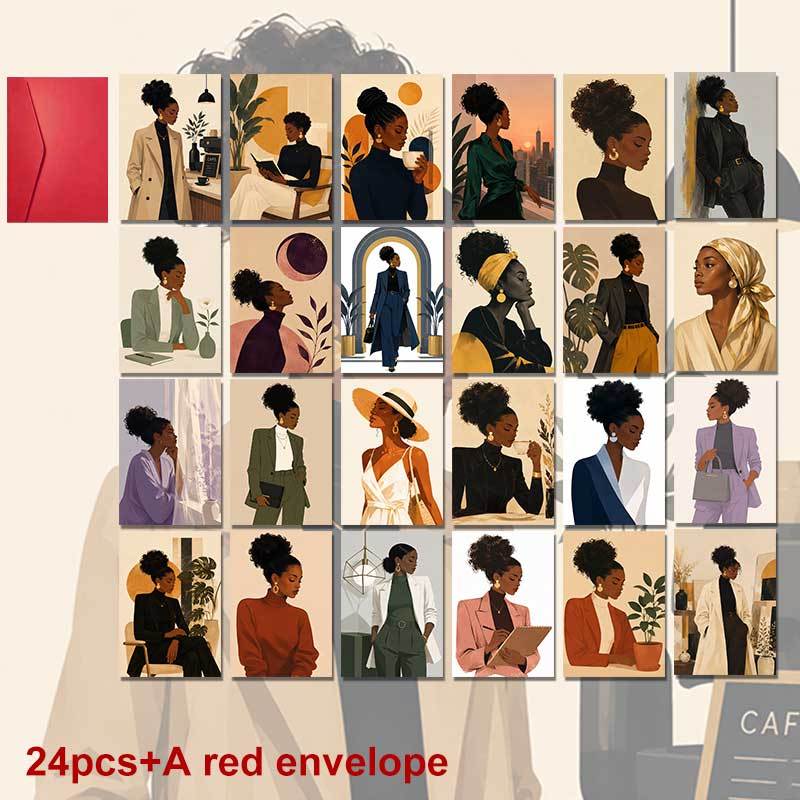 TEMU 24-pack And A Red Envelope Elegant Aesthetic Daily Postcard, Stylish With Inspirational Quotes For , Everyday Greeting Cards, Minimalist Modern