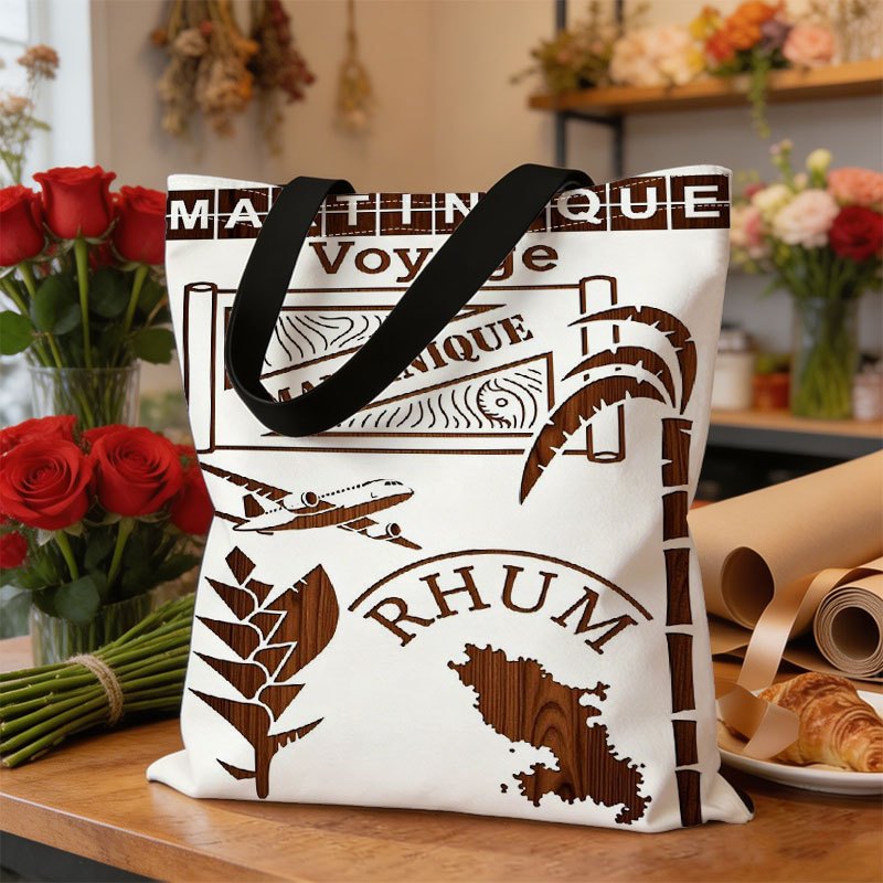 TEMU Sac fourre-tout pour femme 1 pièce avec imprimé silhouette de la Martinique, sac de courses réutilisable, sac pour femme de grande , sac à