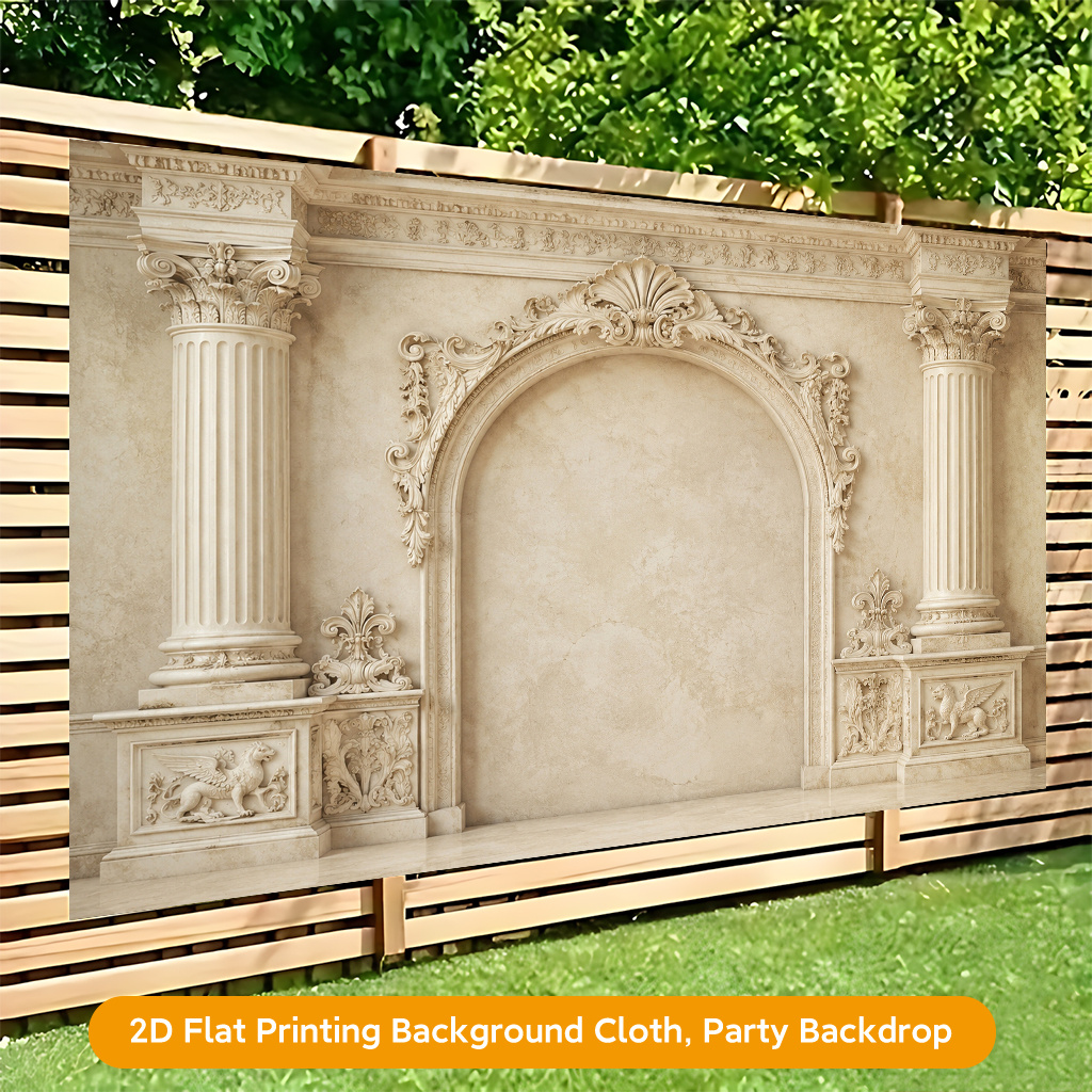 Ornate Classical Marble Design Polyester Banner Decor