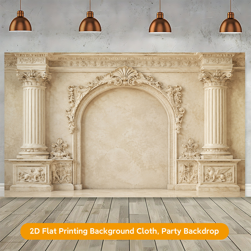 Ornate Classical Marble Design Polyester Banner Decor