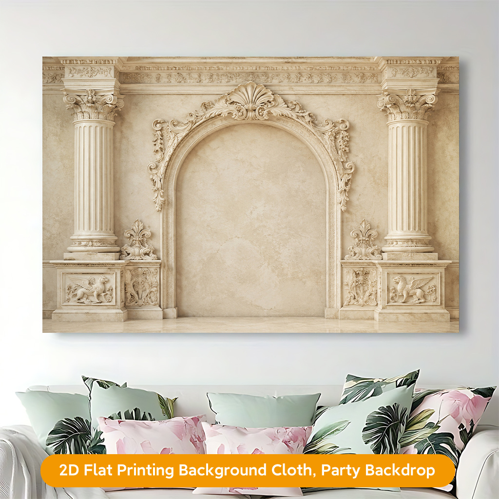 Ornate Classical Marble Design Polyester Banner Decor