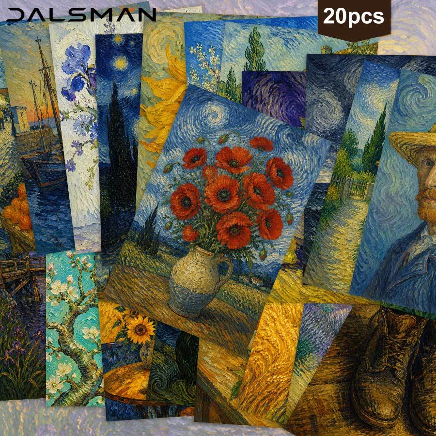 20-Pack Van Gogh Oil Painting Style Postcards, Collectible Art Prints