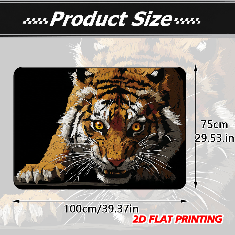 TEMU 1pc 2d Flat Car Trunk Mat Single Piece Tiger Wild Animal Artwork Print Design Cargo Liner Fits Most Vehicles Easy To Clean