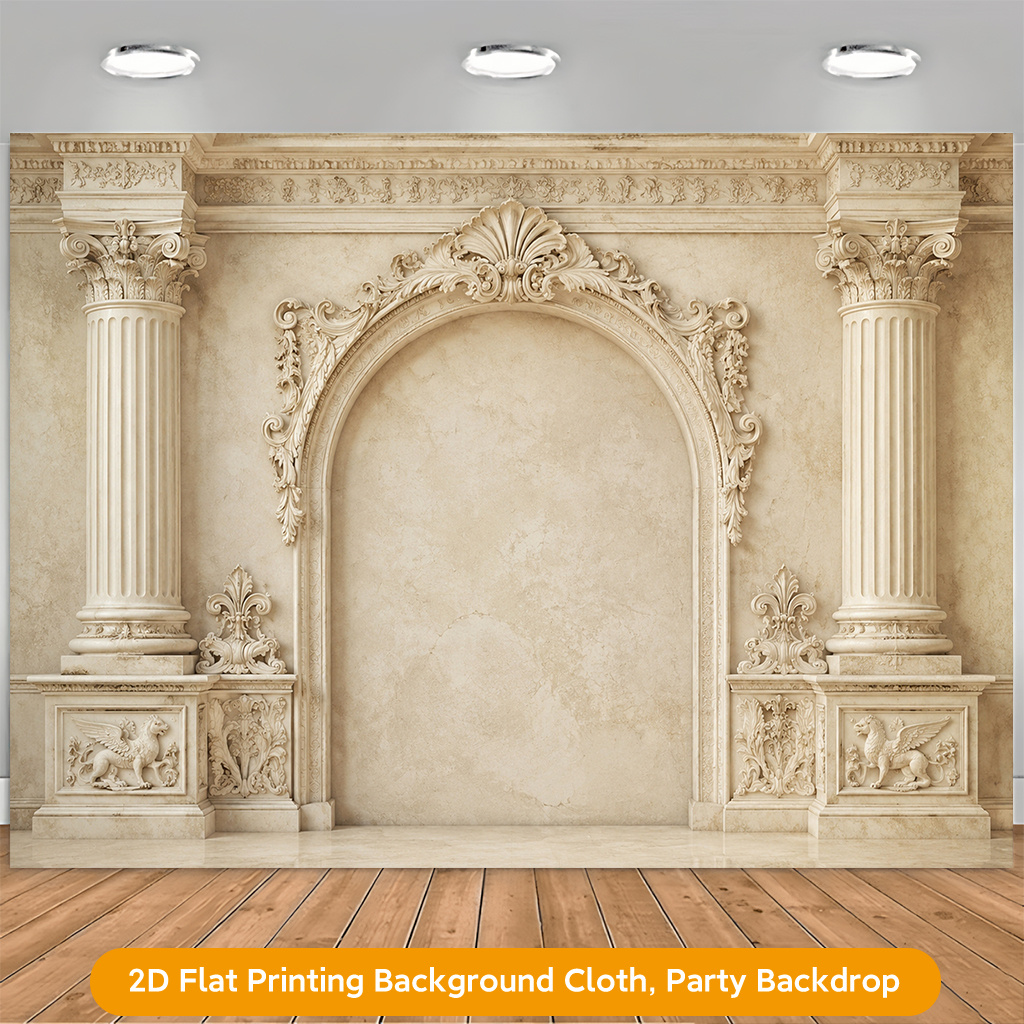 Ornate Classical Marble Design Polyester Banner Decor