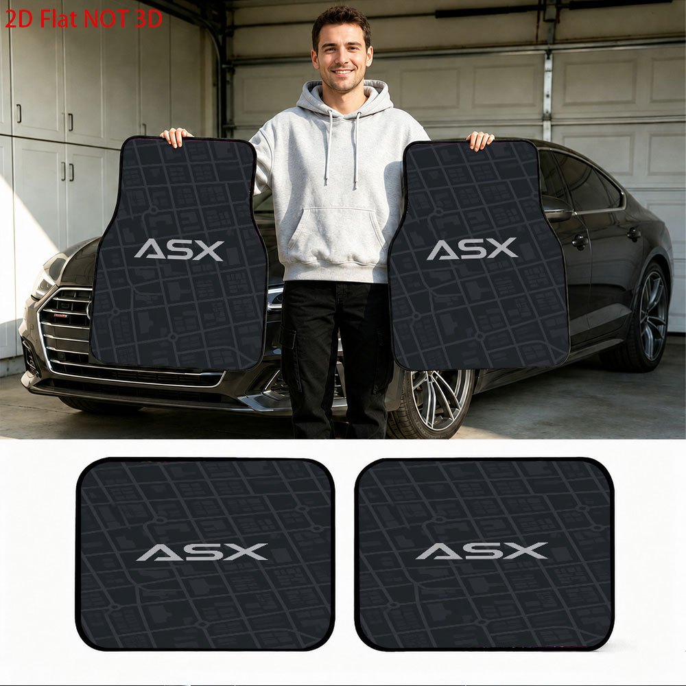 TEMU 2d Flat 4pcs Set, Car Floor Mat About "asx " Style Pattern Car Mat, Car Interior Decoration, "modern Simple Geometric Lines" Car Decoration,