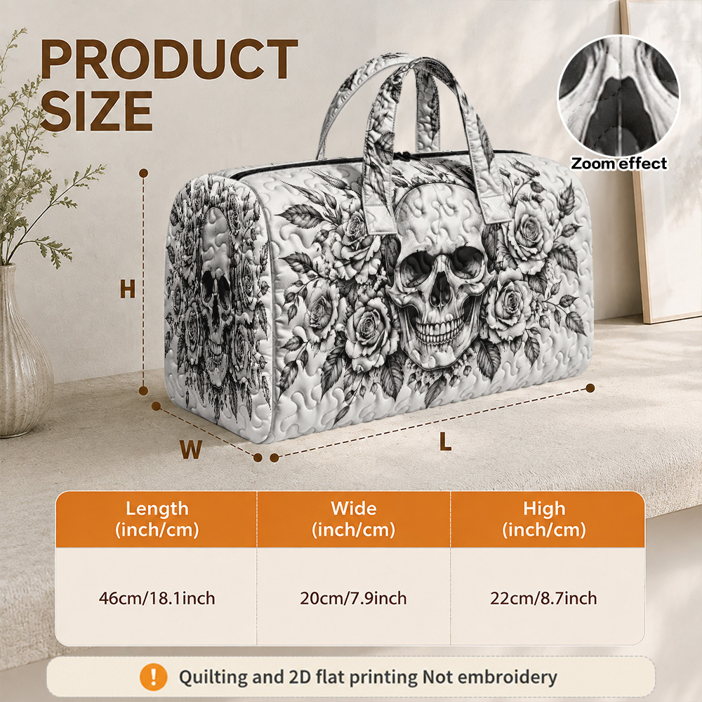 TEMU 1pc Ridesay Women' Quilted Tote Bag - Gothic Vintage European Style Quilted Handbag With & Roses Pattern, Quilted Suitable For Halloween,