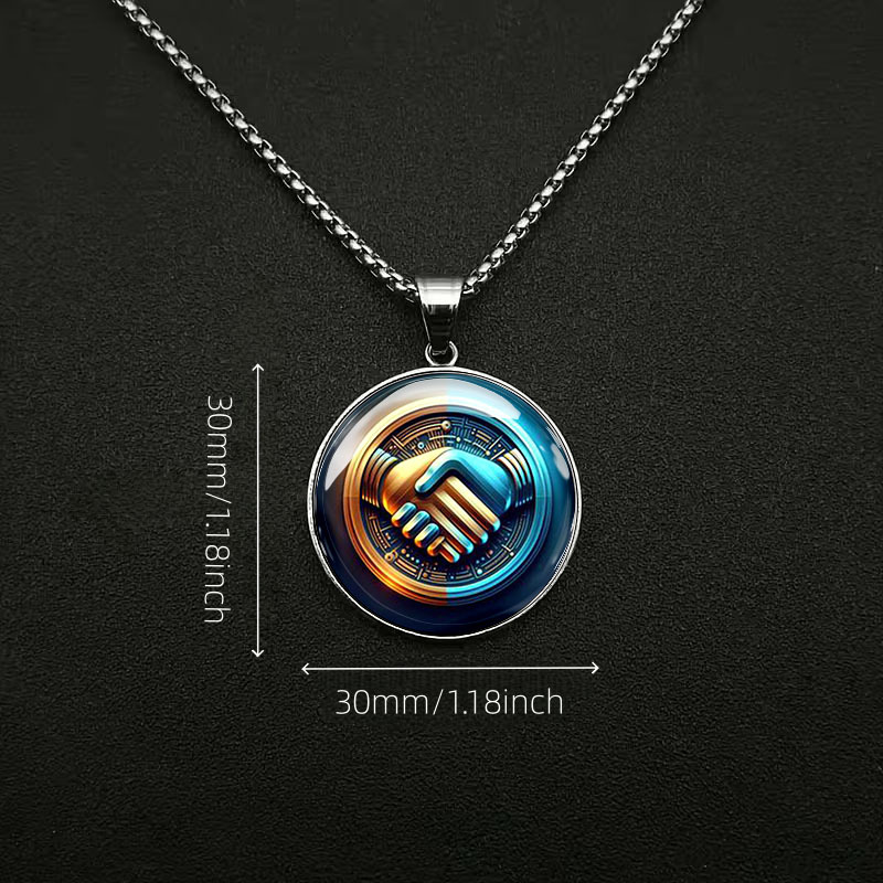 Men's Simple Handshake Pattern Flat Design Necklace