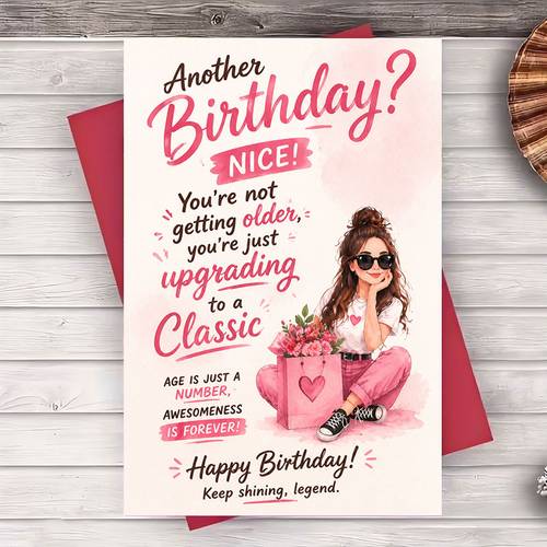 1pc envelope and 1pc greeting card funny birthday greeting card for her women friends sister wife upgrading to birthday gift card for milestone celebration and party supplies
