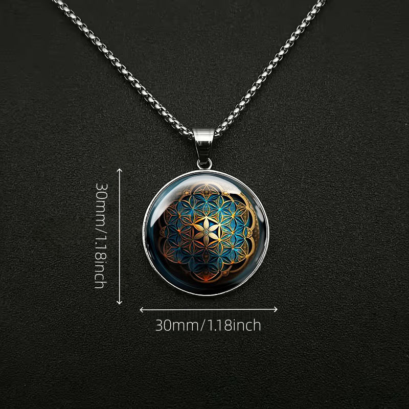 Men's 316 Stainless Steel Necklace with Geometric Flower Pattern