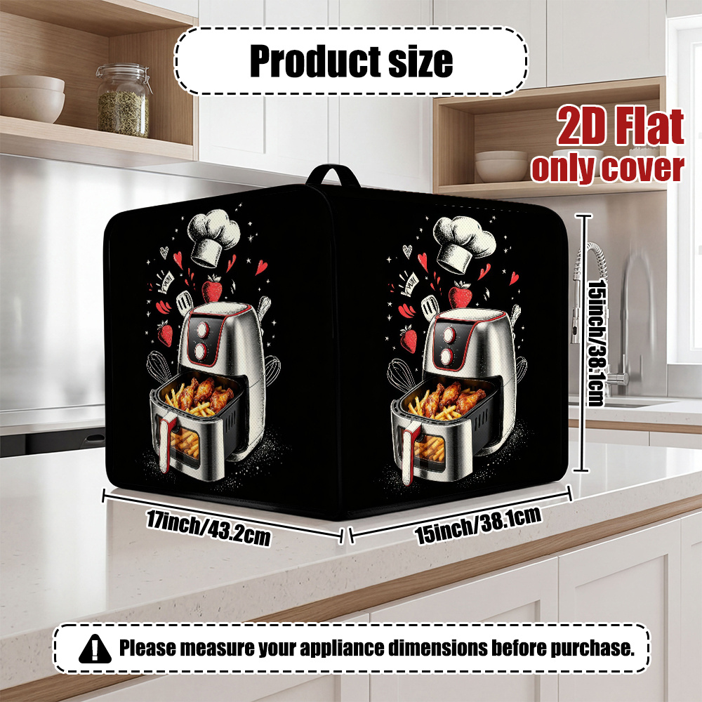 TEMU Housse de protection 2D plate, 1 pièce pour friteuse à air avec alimentaires et de cuisson, couvercle anti-poussière, avec poignée et sac de