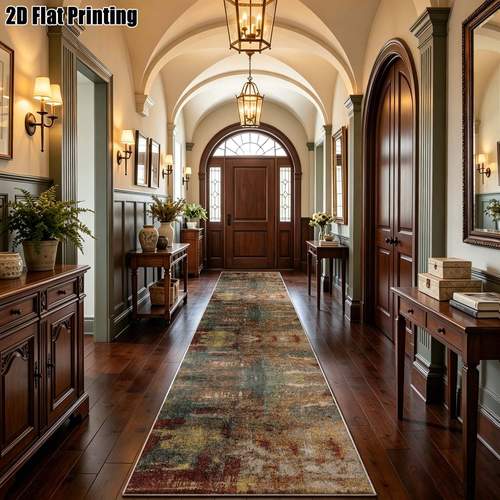 1pc 850g m velvet 2d printed long runner rug blue brown geometric striped pattern runner carpet style runner rug modern easy runner rug european style runner rug retro runner rug home decor multiple sizes
