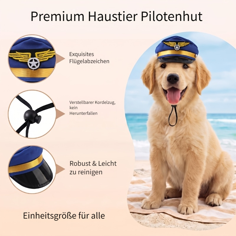TEMU 1 Ensemble Chapeau de pour Animaux de Compagnie avec Badge d' en Métal, Accessoires de Costume Ajustables pour Chien Chat Fête Photo en Groupe