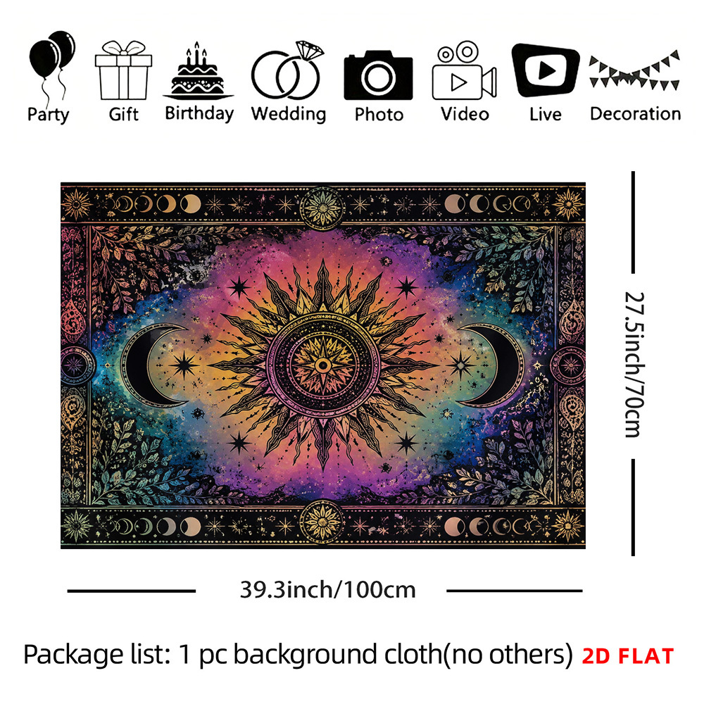 TEMU 2d Flat - 2d Flat - 2d Flat Print 1pc Tapestry Celestial Sun Moon Tapestry Hanging Large Size Decorative Hanging Cloth Holiday Gift Home