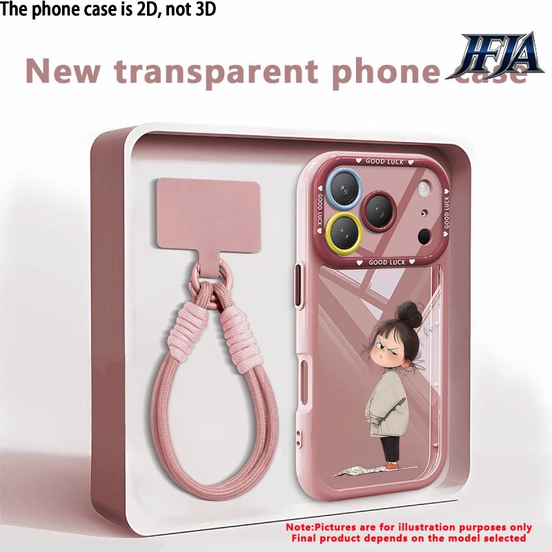 TEMU para teléfono: 2D color crema con cordón y estampado de niña pequeña juguetona, compatible con iPhone X/11/12/13/14/15/16/17/Air/Pro/Pro