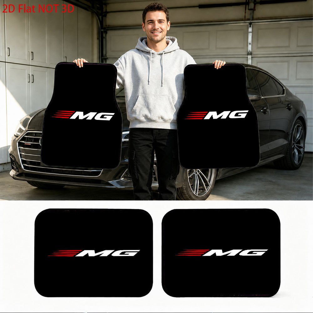 TEMU 2d Flat 4pcs Set, Universal Car Floor Mats Featuring "for " Style Patterns, For Car Interior Decoration, " " Car Accessories. Suitable For