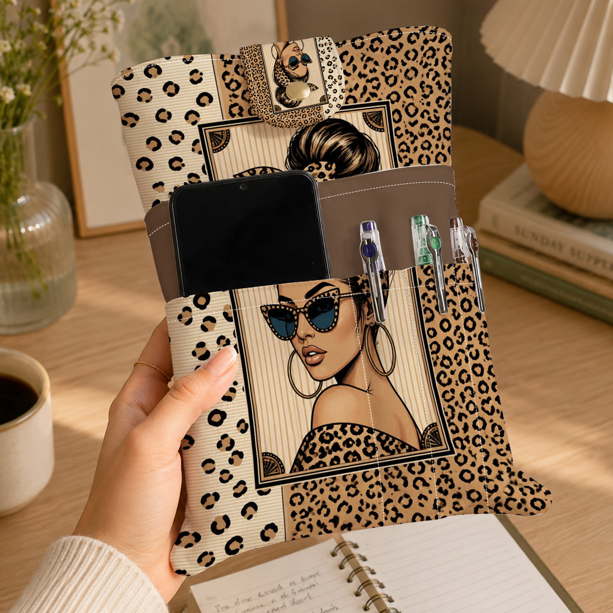 TEMU 1 pièce Étui-livre et multifonctionnel en tissu, adapté pour des stylos, des livres et des cahiers au format A5. Doté de poches , lavable,